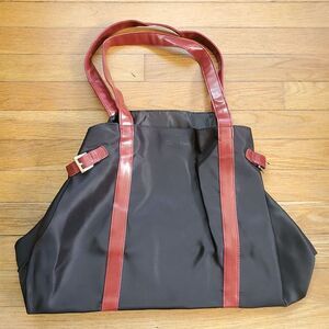 Calvin Klein canvas nylon red and black tote shoulder bag